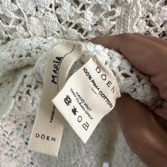 Doen Heirloom Amity Hand Knit Sweater Top Pearl Crochet - Picture 4 of 5